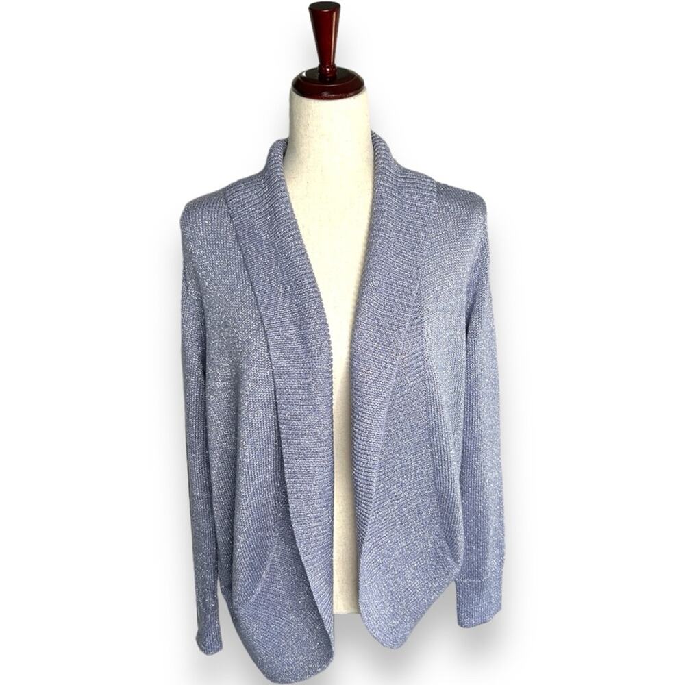 Chico's Light Blue Open-Front Shawl Collar Cardigan